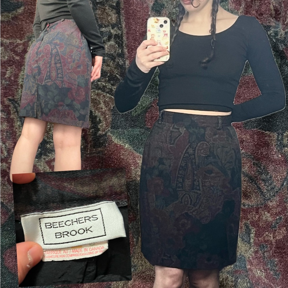 Vintage Paisley Knee Length Skirt